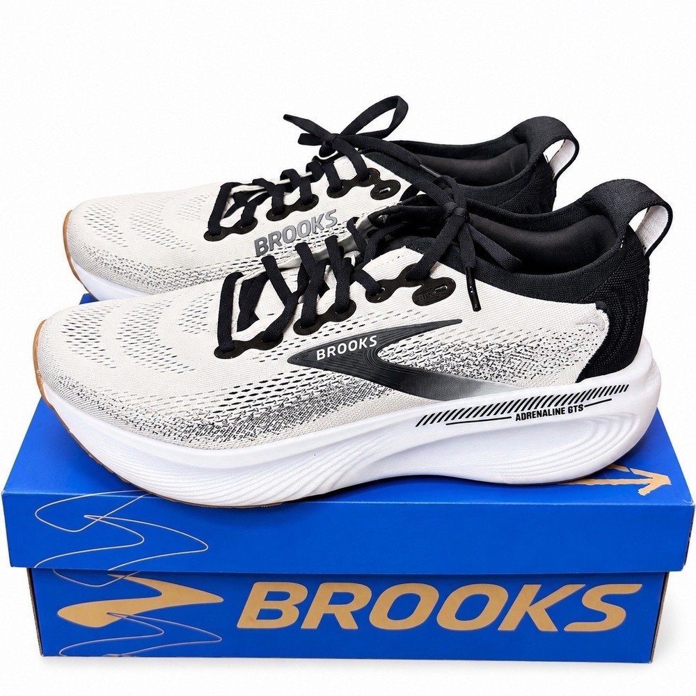 Brooks Adrenaline GTS 25 White Black 1204431B189 Women's Size 11 Running Shoes